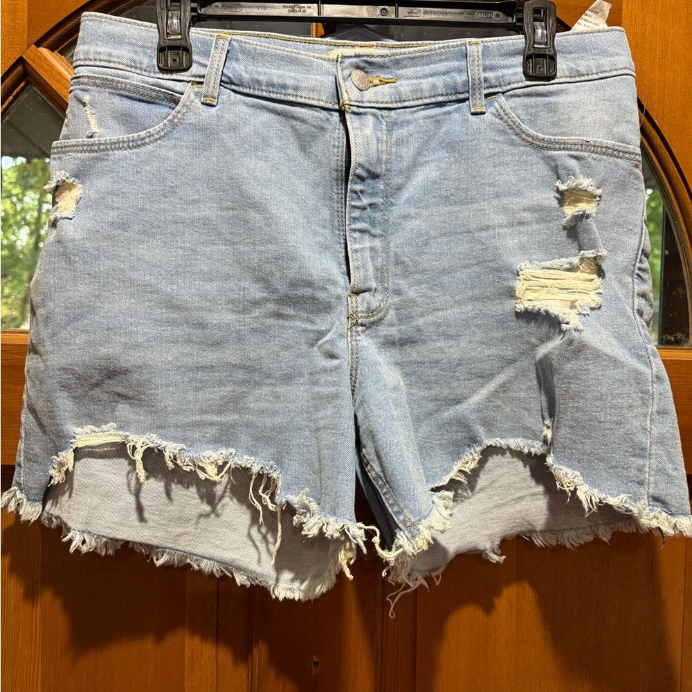 Wrangler Blue Jean Shorts Distressed High-Waisted